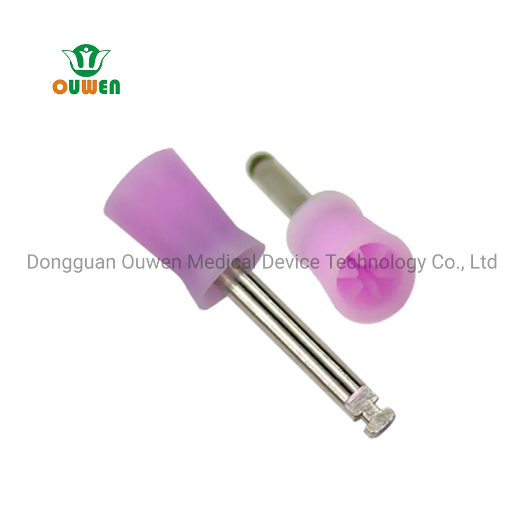 Ouwen Brand ISO13485 CE FDA Certificate Long Dental Polishing Brush Dental Soft Silicone Brush Latch Six Pages Slicone Cup Brush